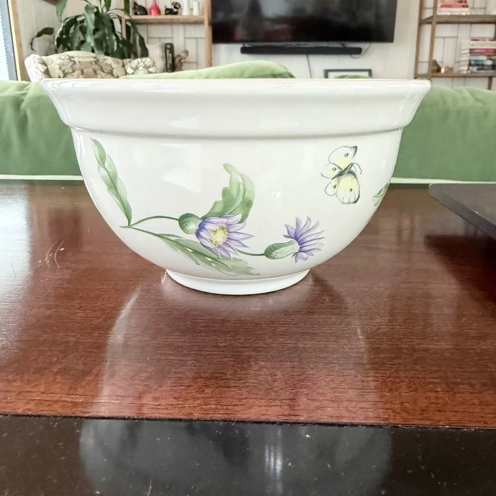 Vintage Pfaltzgraff Naturewood Serving Mixing Bowl Floral Butterfly Ladybug 7